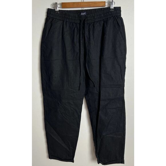 J.Crew Linen-Cotton Blend Drawstring Pant Black Size 8 AW839 Women’s - Picture 1 of 6